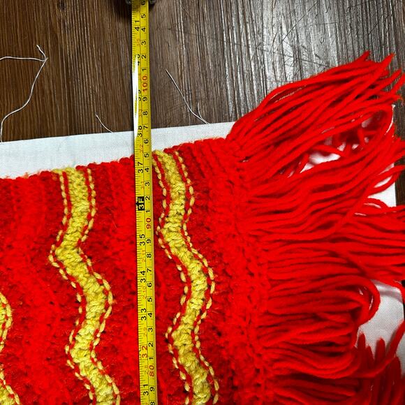 Vintage Handmade Orange & Yellow Striped Popcorn Crochet Throw Blanket - Picture 6 of 10